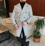 Frost Slim Fit Light Grey Double Breasted Wool Coat