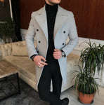 Frost Slim Fit Light Grey Double Breasted Wool Coat