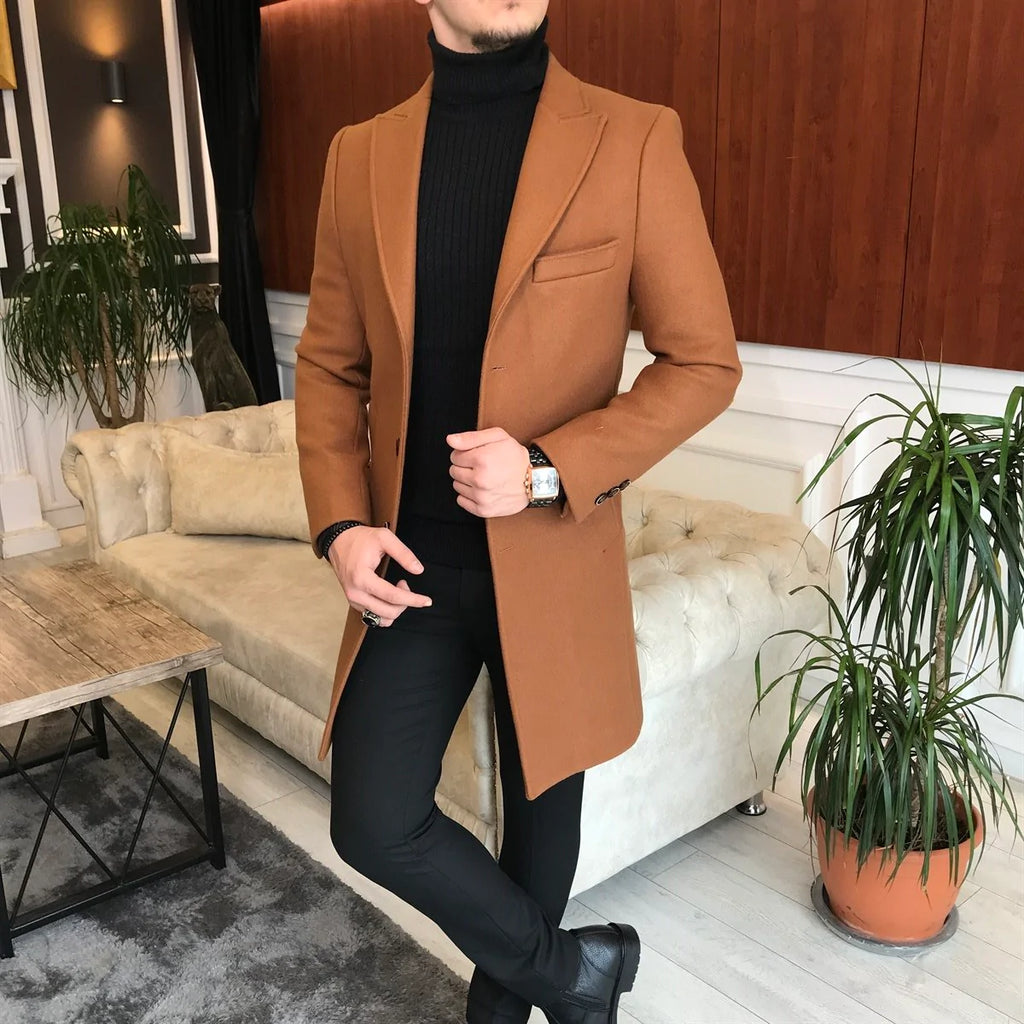 Tan wool top blend coat