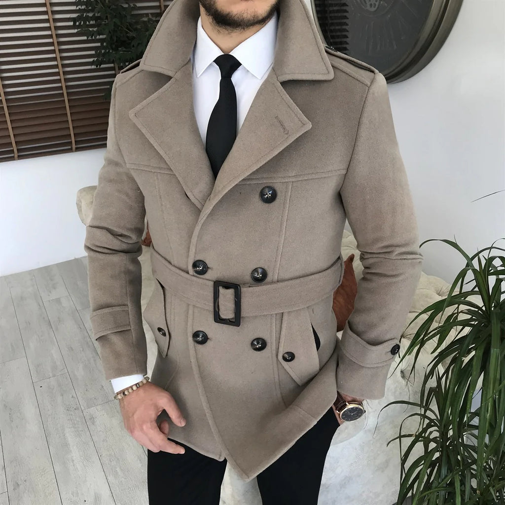 Mens double breasted trench coat sales